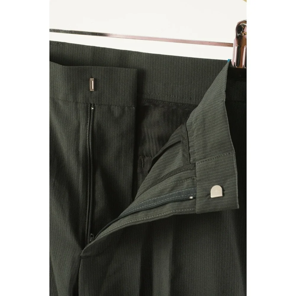 New Perry Ellis Portfolio Slim Flat Front Pants Men 32 x 30 Gray Striped Stretch